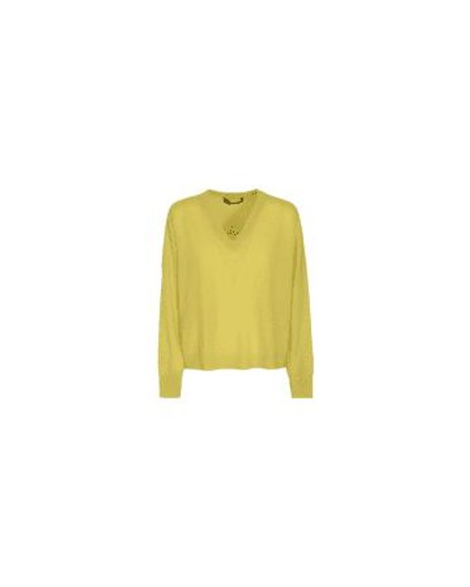 360cashmere Yellow Camille High-low V-neck Boxy Jumper Col: Lemonade, Size: S