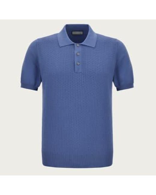 Air Force Knitted Garment Dyed Polo Shirt C0127 Mk02076 372 di Canali in Blue da Uomo