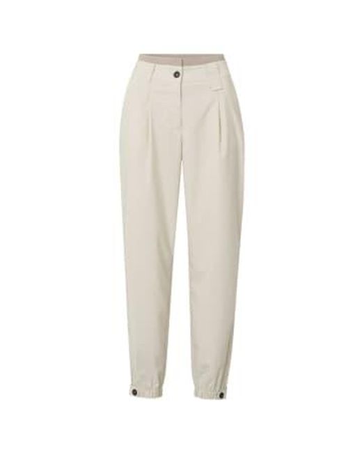 Woven Trousers With Side Pockets Or Light Taupe di Yaya in White