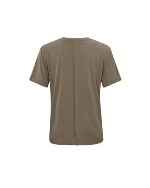 Yaya Gray T-shirt With Rounded V-neck And Short Sleeves