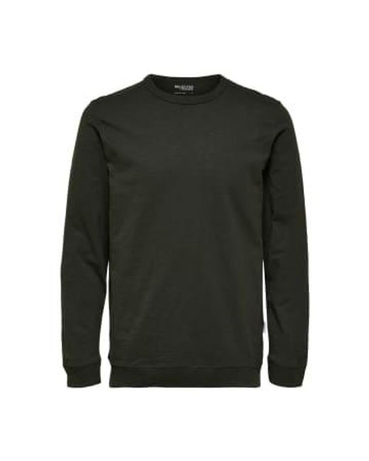 SELECTED Khaki Green T-shirt With Long Sleeves S for men