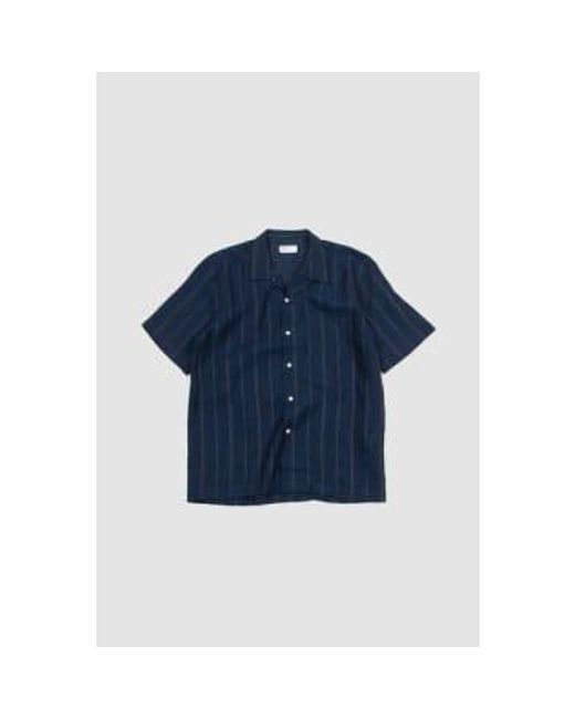 Universal Works Blue Road Shirt Stripe Linen for men