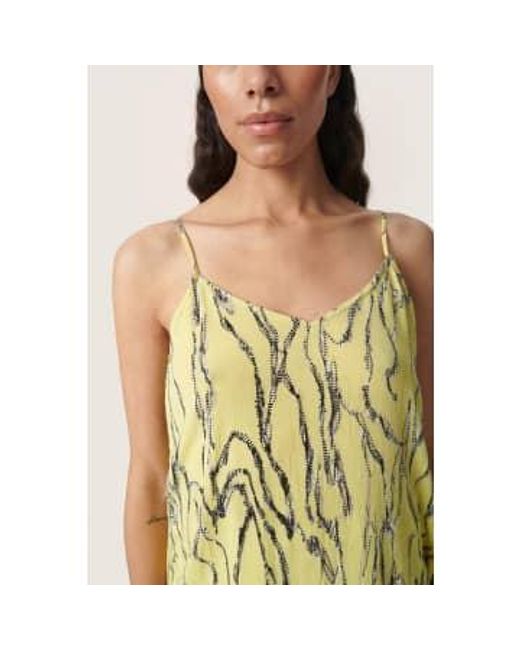 Zaya Strap Top In Endive Traces di Soaked In Luxury in Yellow