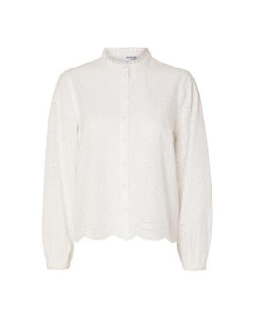 SELECTED White Atiana Broderie Anglaise Shirt 36