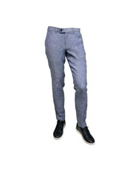 Hiltl Blue Tarent Slim Fit Linen Trousers for men