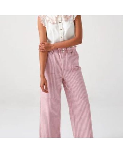 seventy + mochi Pink Louis Pant Dusty Wide Stripe L