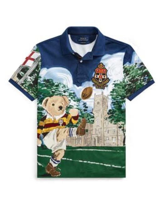 Rugby Bear Polo Shirt Navy di Polo Ralph Lauren in Blue da Uomo