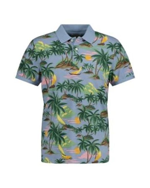 Hawaiian Print Polo Shirt di Gant in Green da Uomo