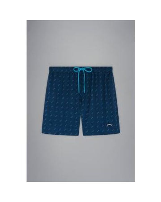 Paul & Shark Blue Swim Shorts With Print Small for men