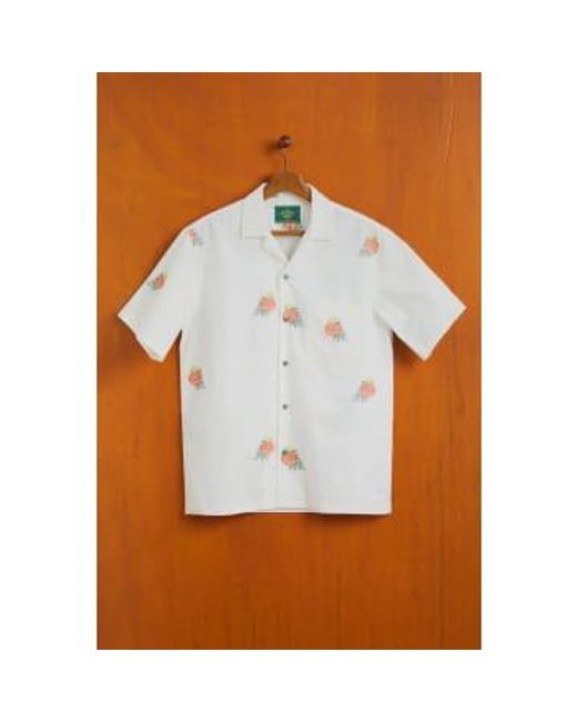 Portuguese Flannel Brown Embroidery Bouquet Shirt S for men