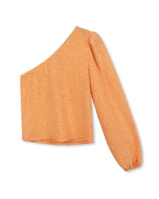 Refined Department Orange | Cleo Knitted One Shoulder Top Xs