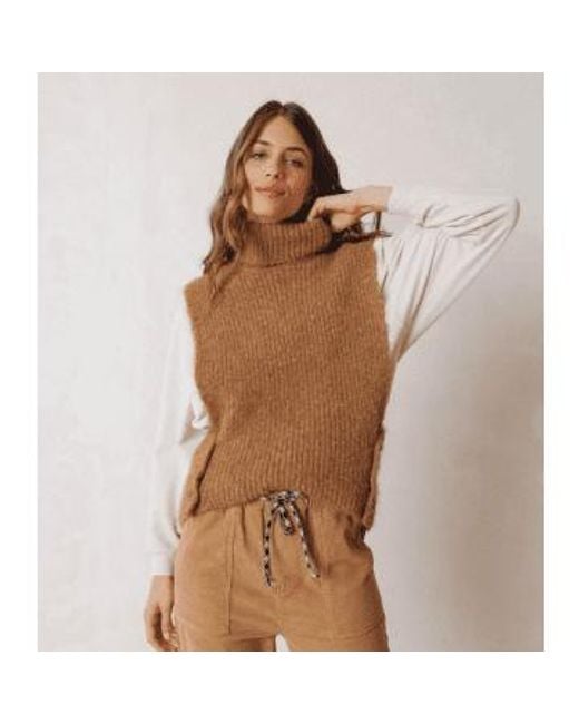 Indi & Cold Brown Camel Knitted Vest Xs