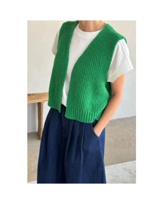 Granny Pepper Cotton Vest di LE BON SHOPPE in Green