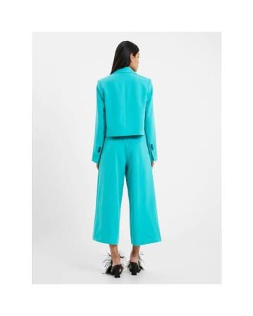 French Connection Blue Jaded Echo Crepe Culottes Uk 10