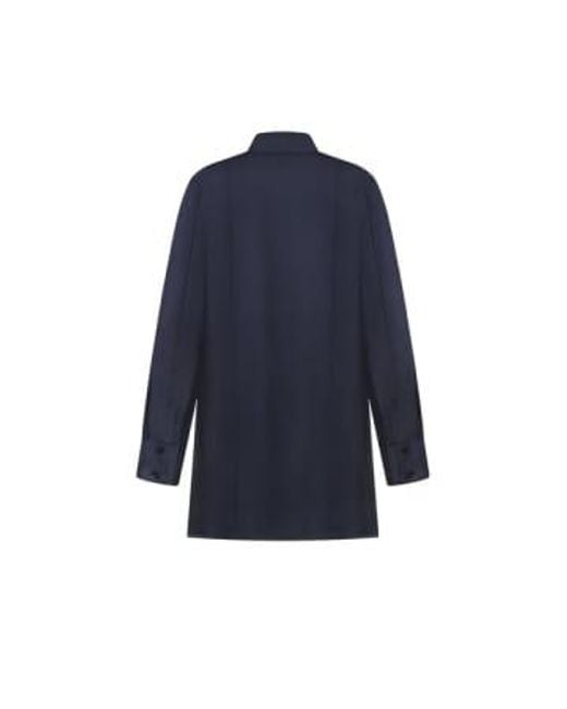 INNNA Blue Navy Silk Loose Shirt By S