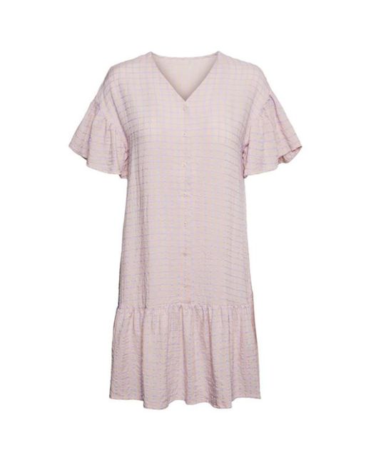 Vero Moda Cotton Drop Waist Check Dress in Pink - Save 42% | Lyst
