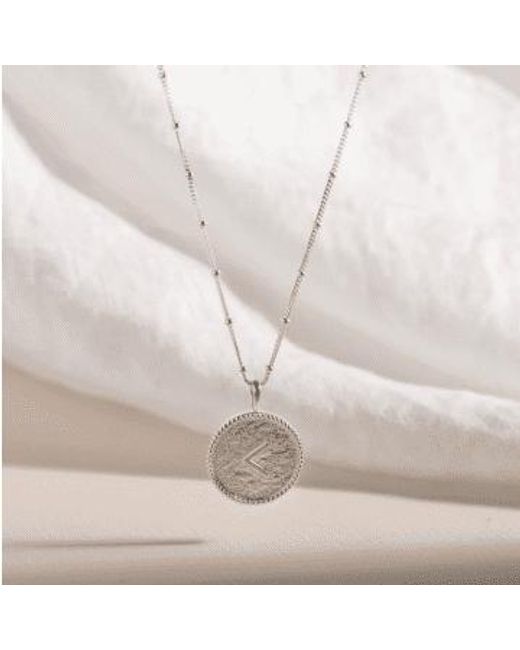 Kind Shorthand Coin Necklace di Claire Hill Designs in White