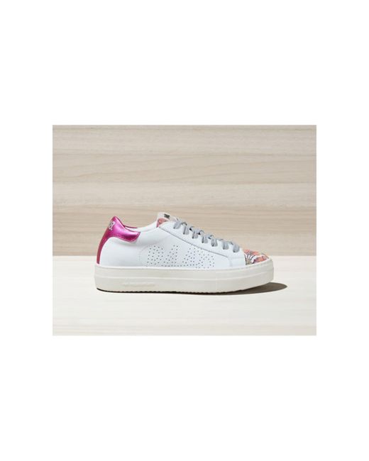 P448 White Thea Floral Sneakers