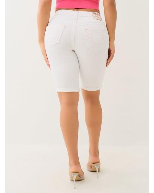 True Religion White Riley Mid Rise Super T Rolled Bermuda Short