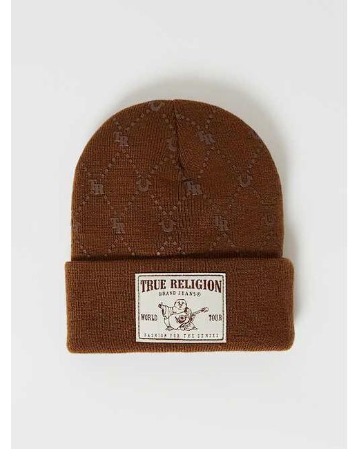 True Religion Brown Beige Ombré Wool Hat TRUE RELIGION Horseshoe Monogram Beanie in Brown for Men | Lyst main image 3