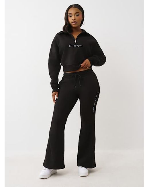 True Religion Black Script Logo Half-zip Pullover