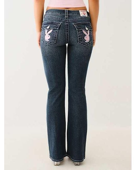 True Religion Blue X Playboy Becca Mid Rise Bootcut Jean