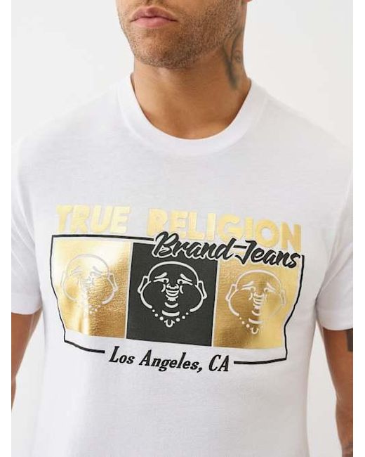 True Religion Gray Triple Buddha Box T-shirt for men