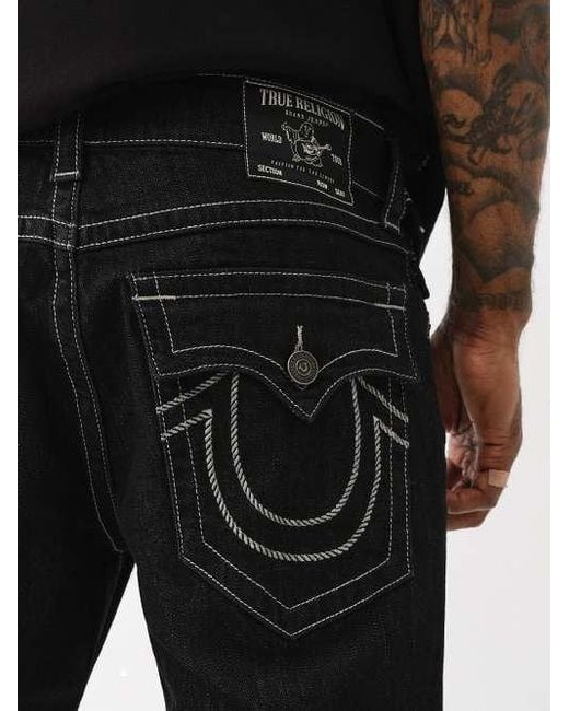 TRUE RELIGION Ricky Sn Rope Logo Flap 1/2' Pants in Black for Men
