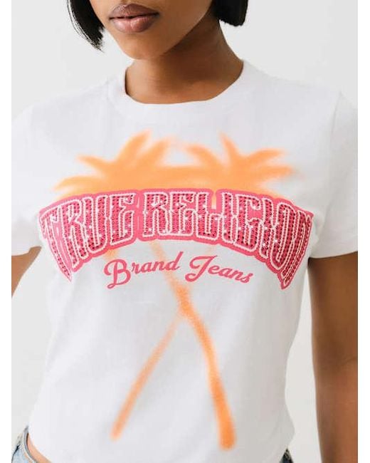 True Religion Palm Tree Crystal Logo Baby T-shirt in Pink | Lyst