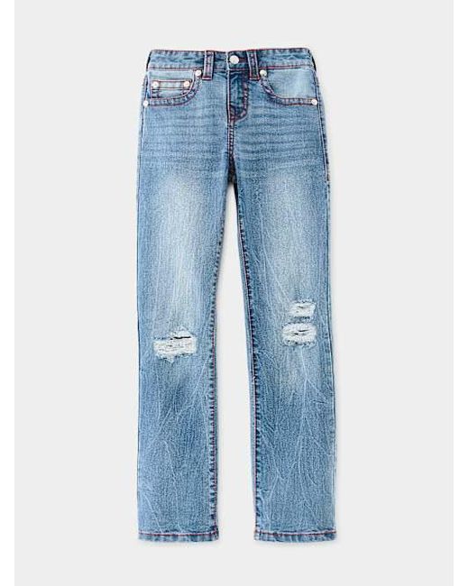 True Religion Blue Boys Ricky Distressed Flap Straight Jean for men