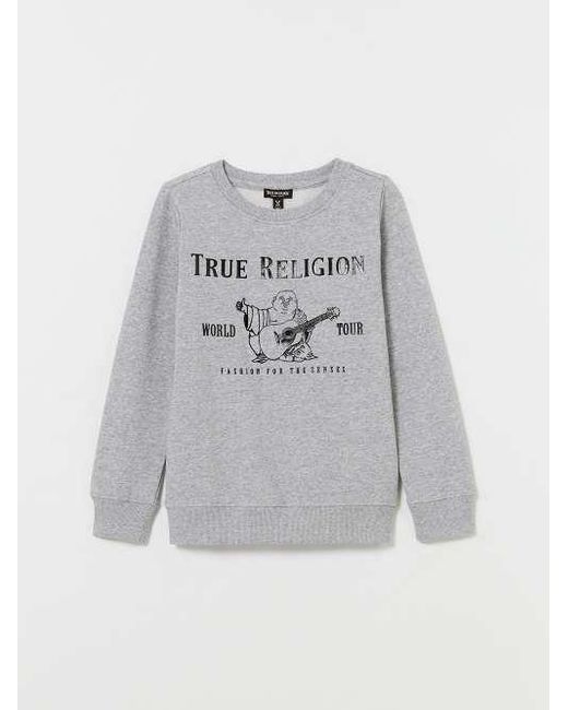 True Religion Gray Boys Foil Buddha Logo Sweatshirt for men