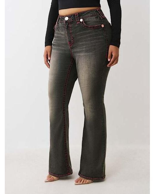 True Religion Black Plus Becca Mid Rise Super T Bootcut Jean