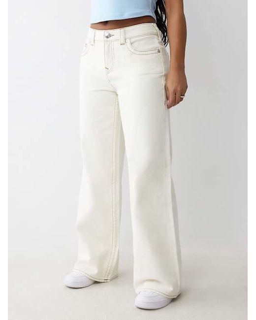 True Religion White Bobbi Mid Rise Baggy Jean