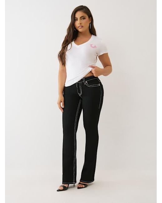 True Religion Black Becca Mid Rise Big T Bootcut Jean