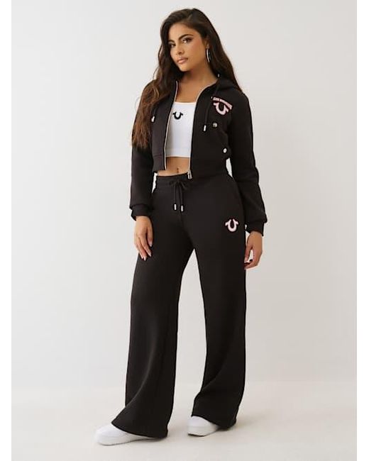 True Religion Black Embroidered Cinched Sweat Pant