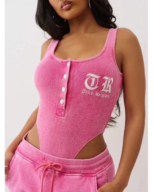 True Religion Pink Acid Washed Bodysuit