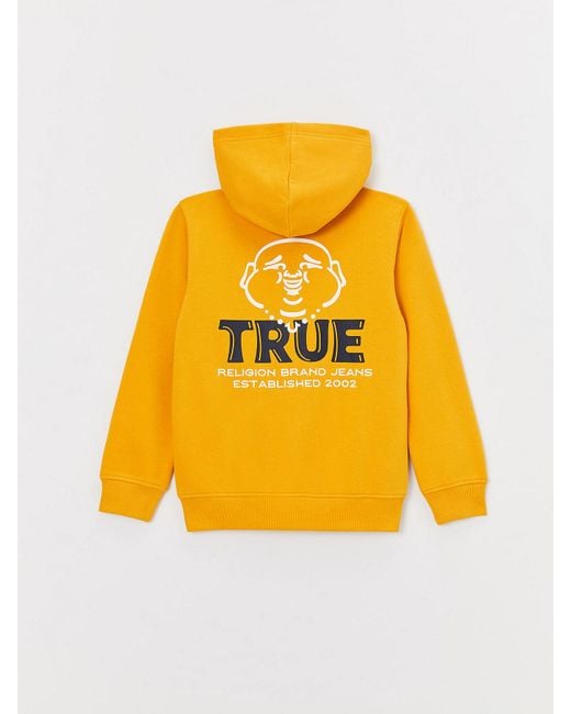 True Religion Yellow Boys Logo Zip Hoodie for men