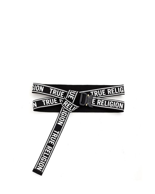 True Religion Black Canvas Logo Belt for men