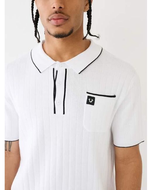 True Religion Black Hs Sweater Knit Polo Shirt for men