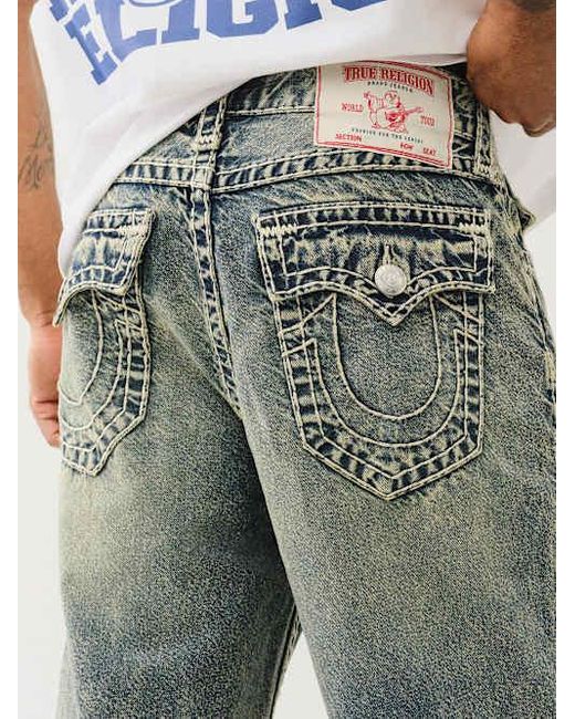 True Religion Gray Vinny Distressed Super T Flap Ultra Baggy Jean for men