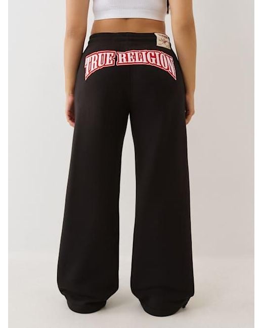 True Religion Black Embroidered Cinched Sweat Pant