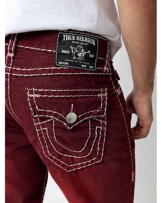 TRUE RELIGION Ricky Super T Micro Corduroy Straight Pant in Red