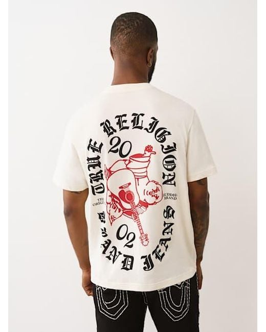 TRUE RELIGION Men's White Blocked Logo Graphic T-shirt