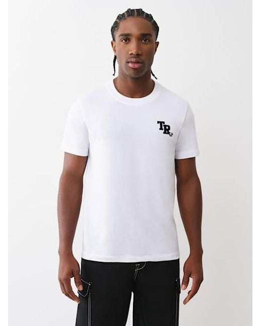 True Religion White Flocked Logo T-shirt for men