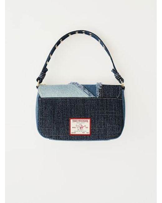 True Religion Blue Patched Denim Chain Handle Bag