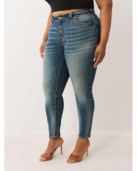 True Religion Blue Plus Jennie Mid Rise Super T Curvy Skinny Jean