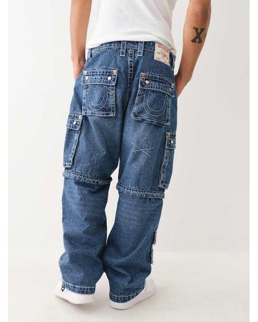 True Religion Blue Convertible Big T Zip Cargo Jean for men