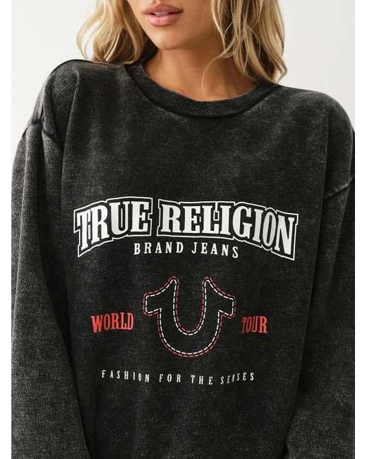 True Religion Black Acid Wash Horseshoe Sweatshirt