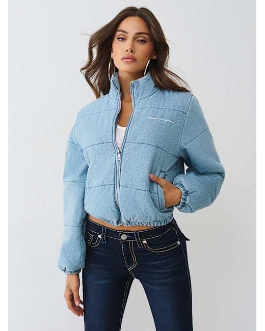 True Religion Blue Denim Puffer Jacket