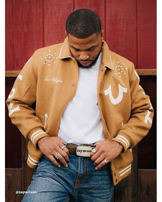 True Religion Studded Wool Varsity Jacket in Blue for Men Lyst